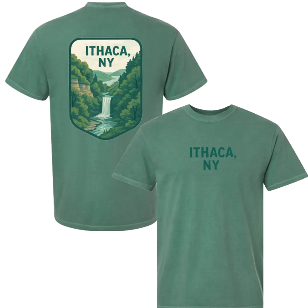 [1717-S-LIGHT GREEN] Ithaca NY Waterfall Graphic Tee (S)
